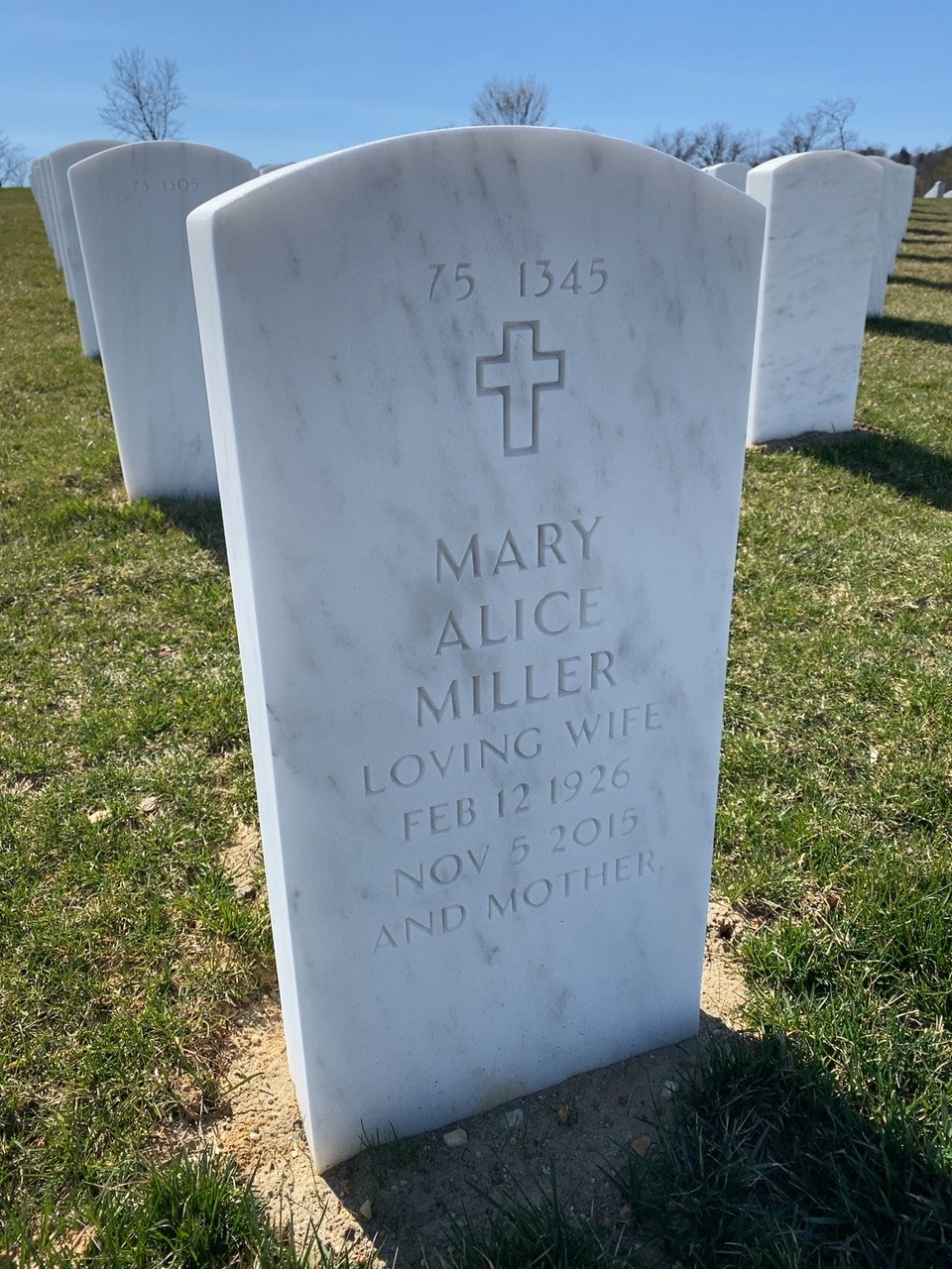 Back of headstone — Ronald Miller