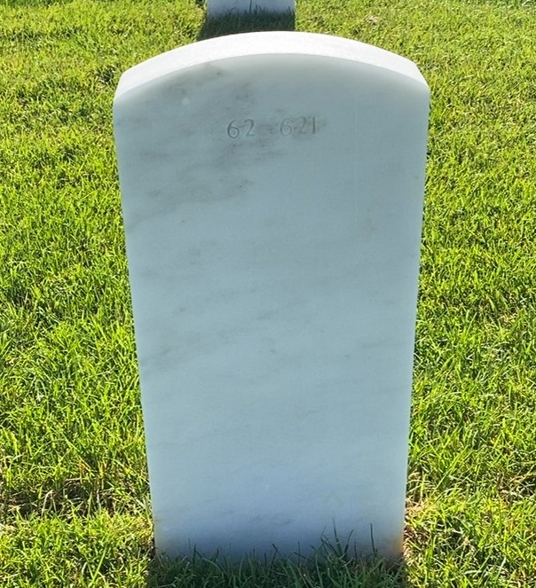 Back of headstone — Jackie Baker
