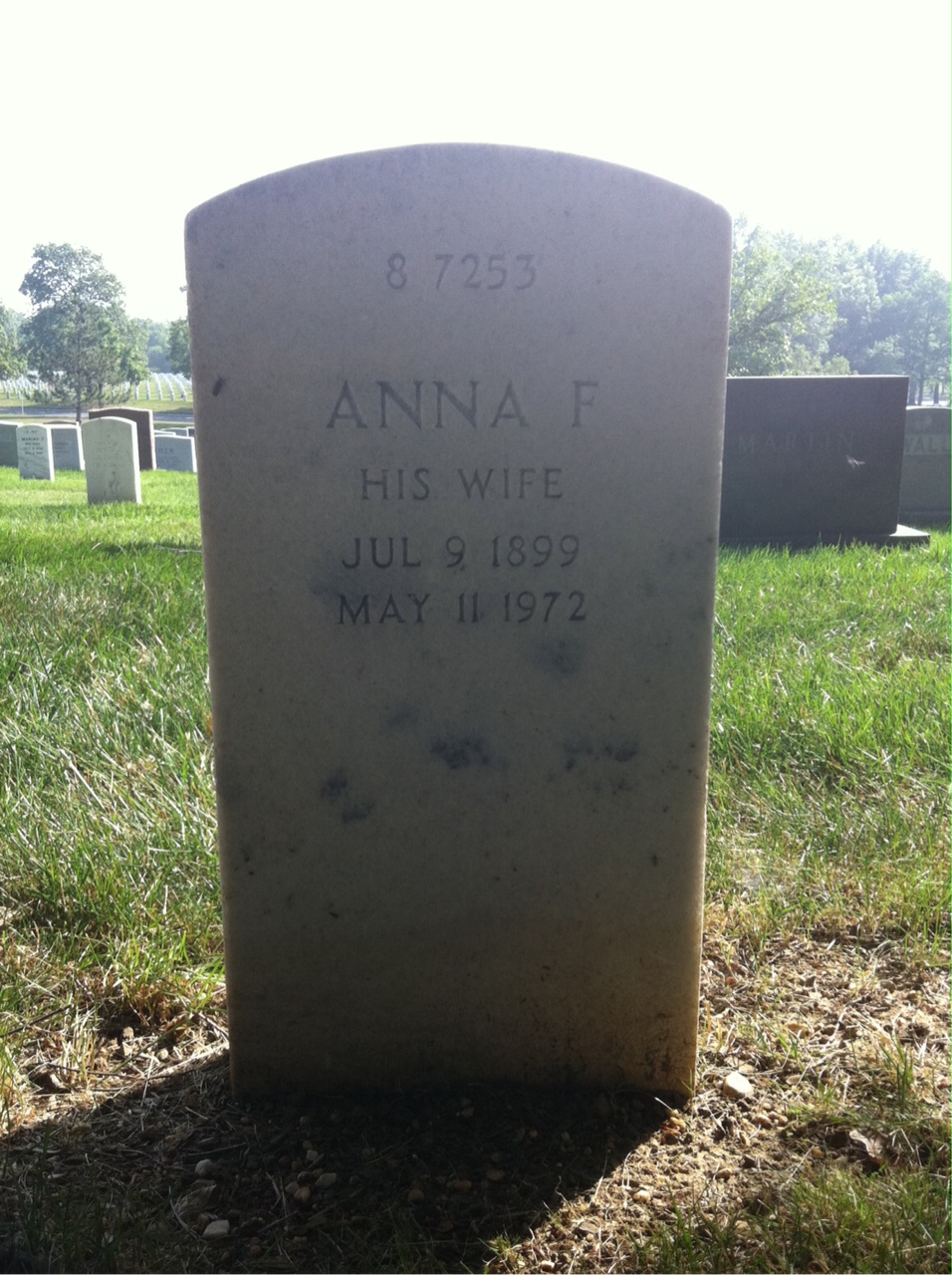 Back of headstone — Anna Bauman