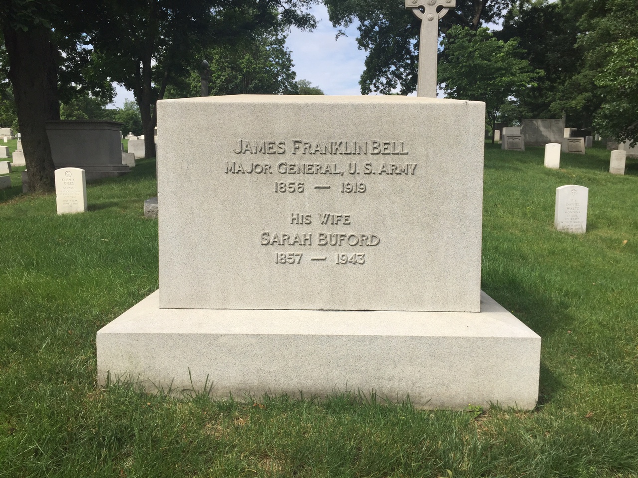 Headstone shared by 2 interments, including J. Franklin Bell