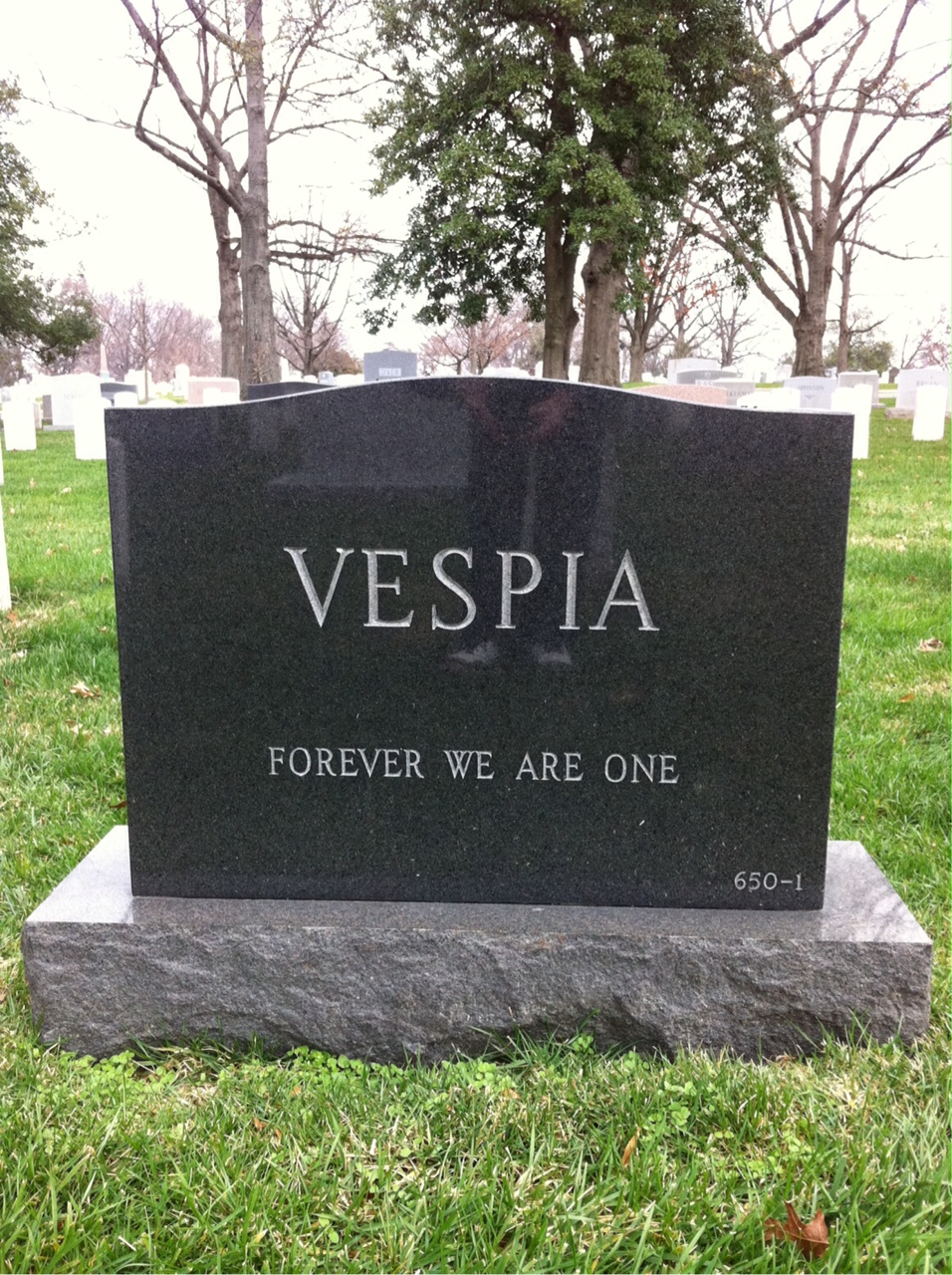 Back of headstone — Vincent Vespia