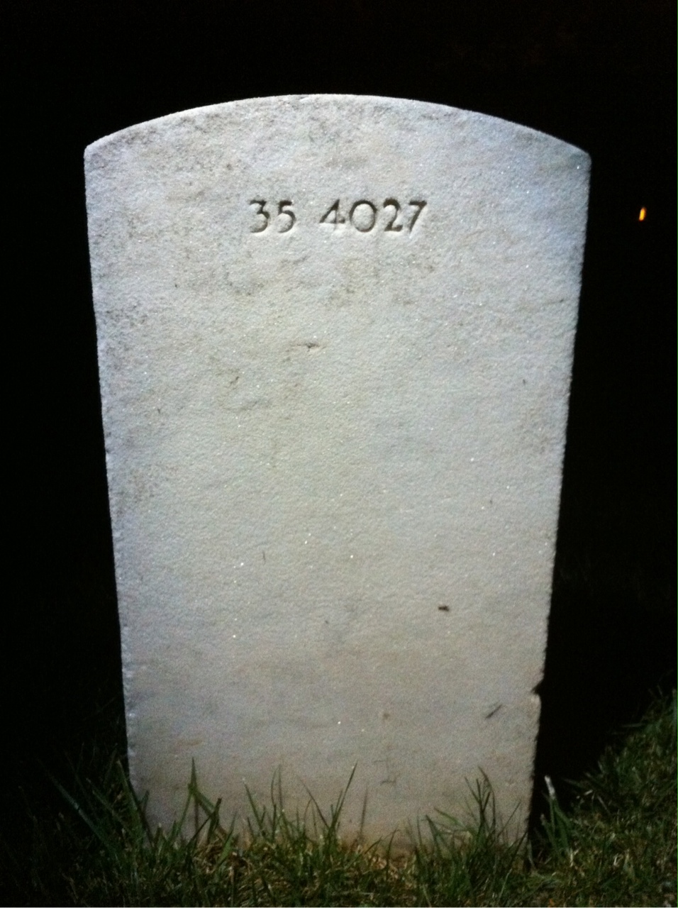 Back of headstone — Benjamin Adams