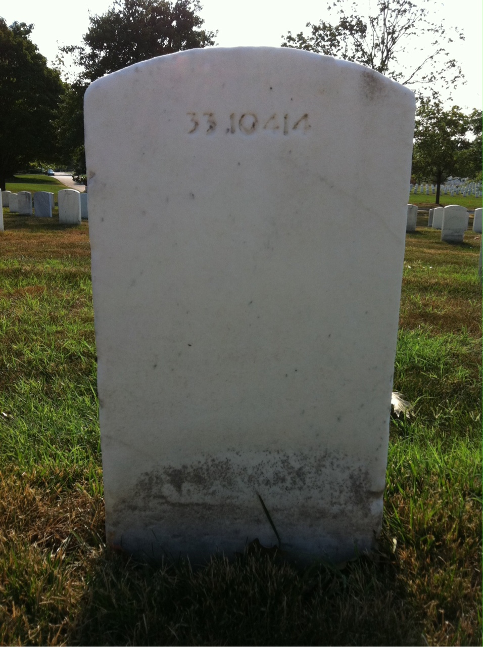 Back of headstone — William T Short