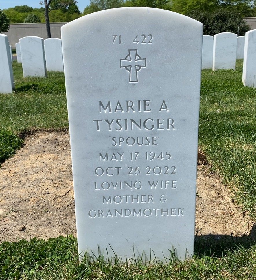 Back of headstone — William Clinton Tysinger