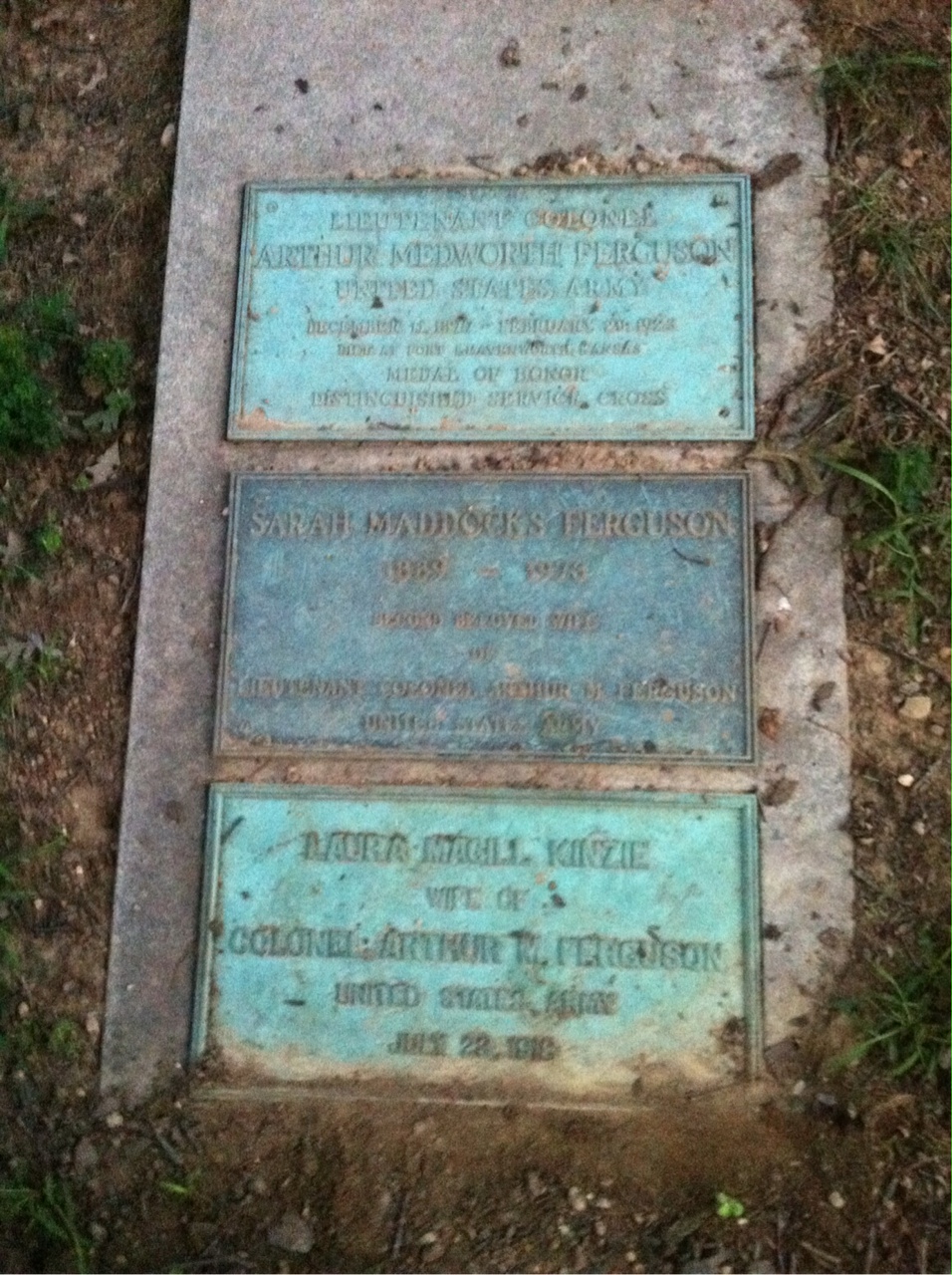 Headstone shared by 2 interments, including Arthur M. Ferguson