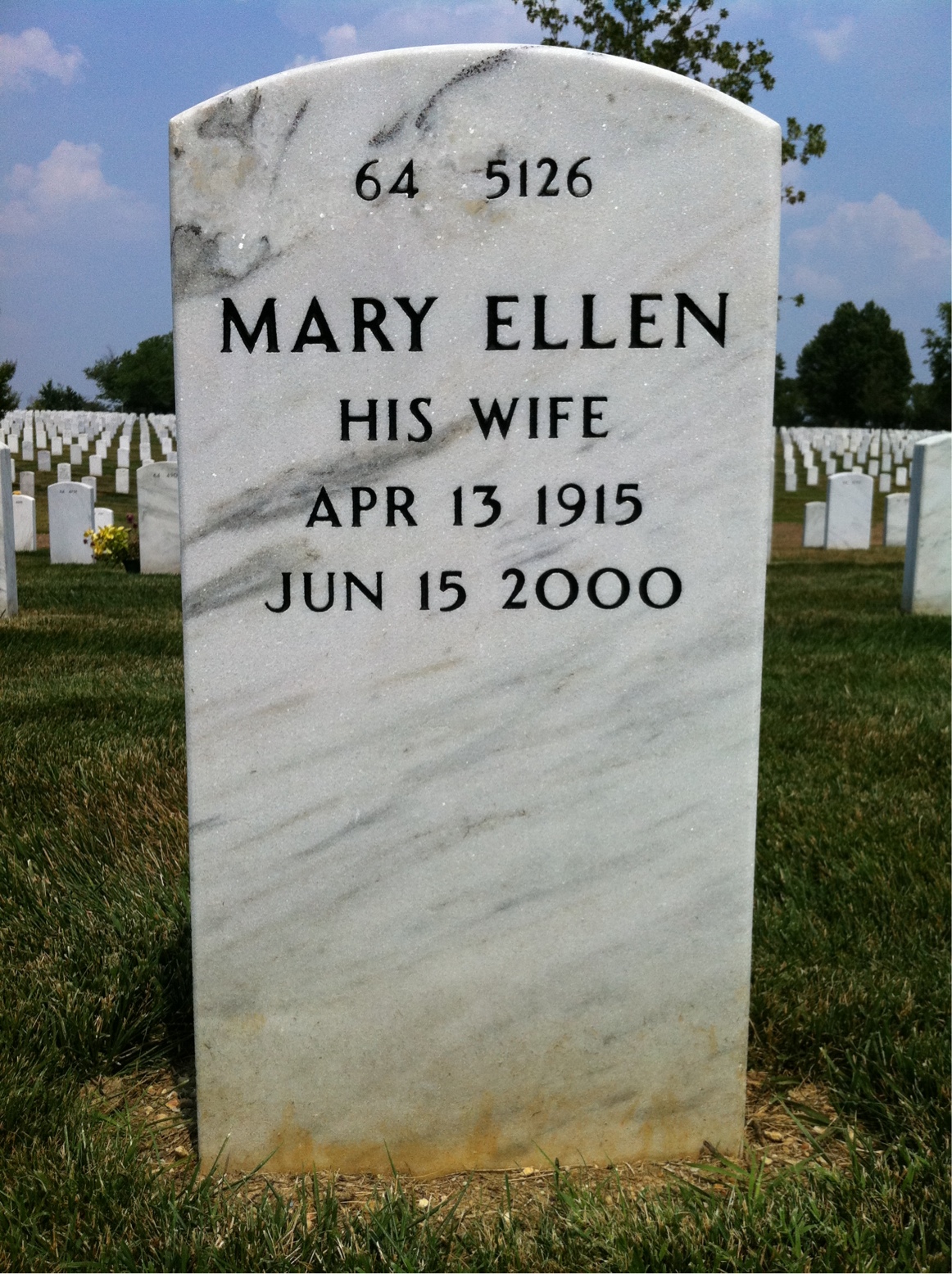 Back of headstone — Joseph Harkless