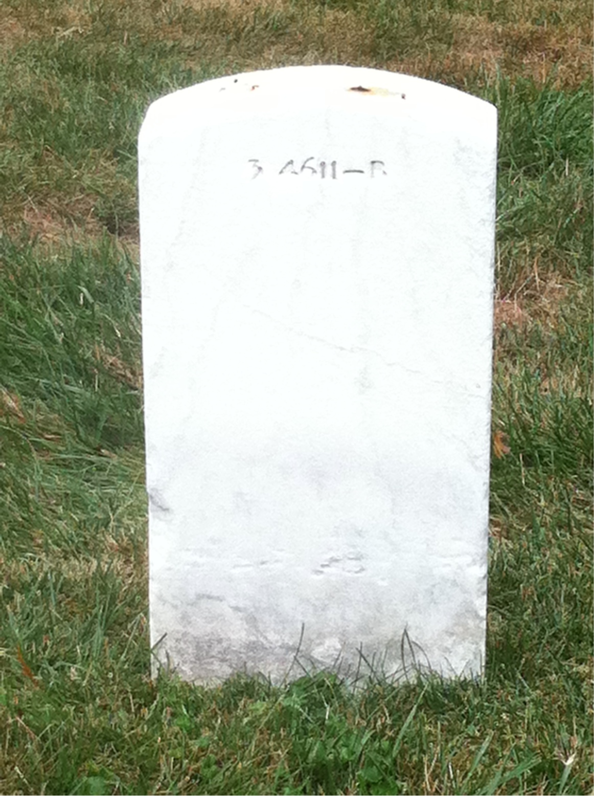Back of headstone — Alvin Baker