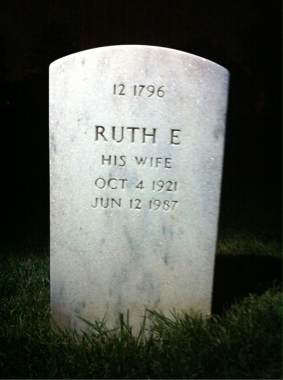 Back of headstone — William Nevn Wolfe