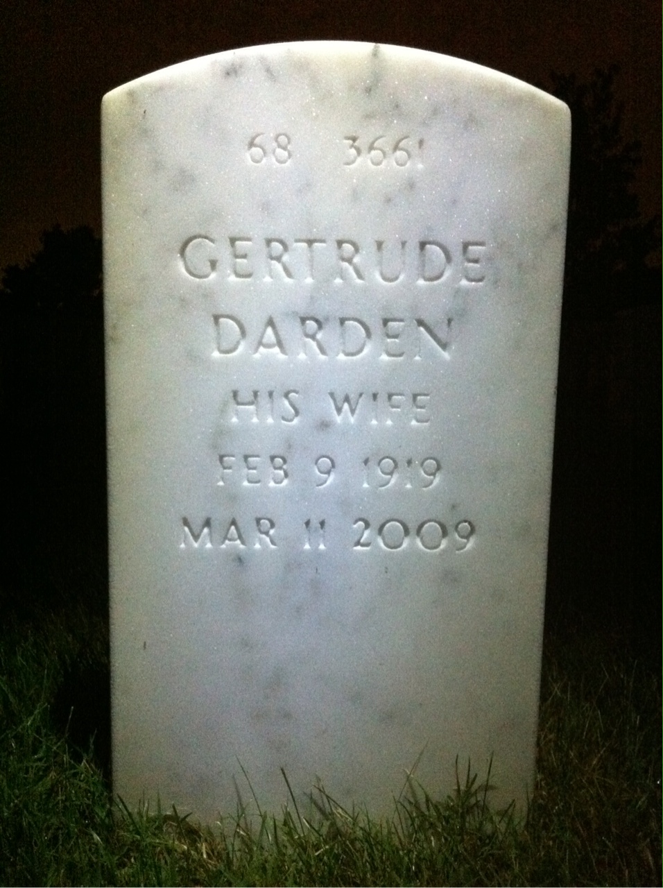 Back of headstone — Lloyd Allen