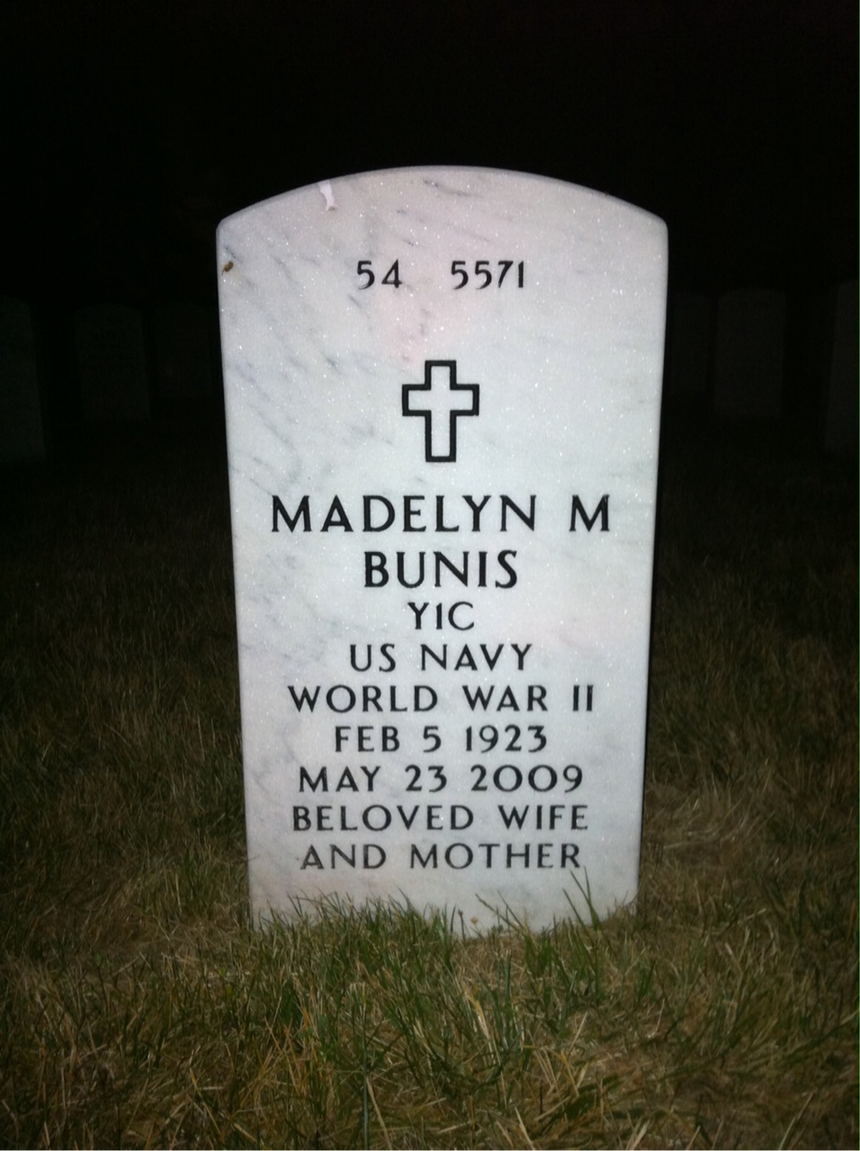 Back of headstone — Henry Bunis