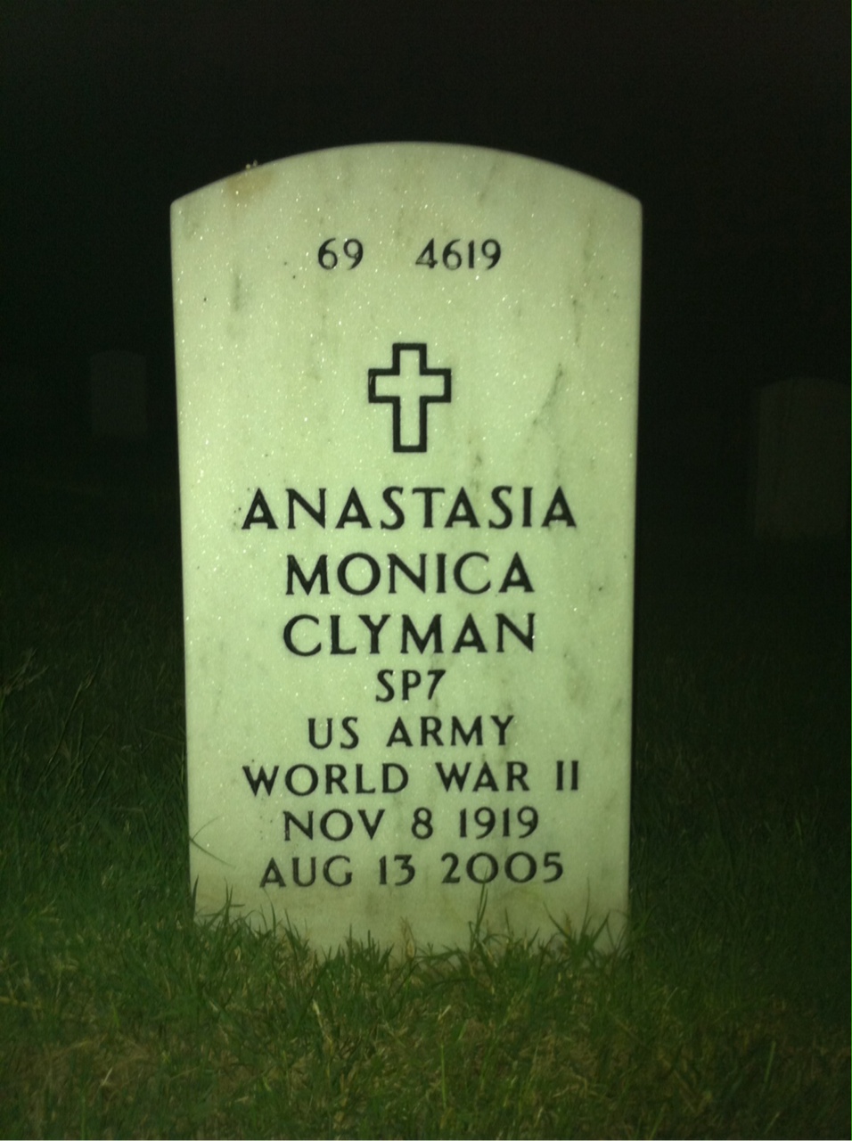 Back of headstone — Anastasia Clyman