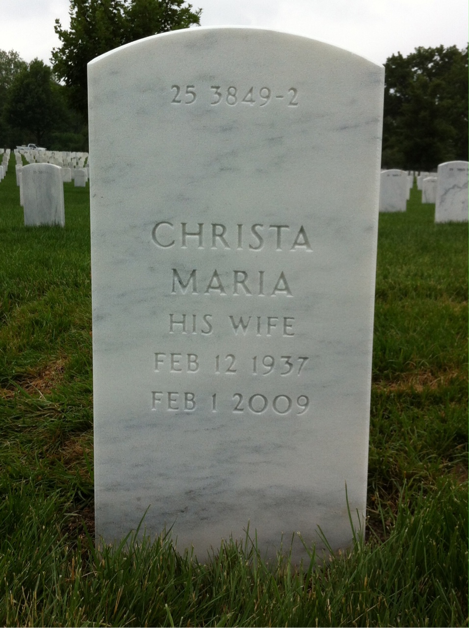 Back of headstone — Joseph Krum