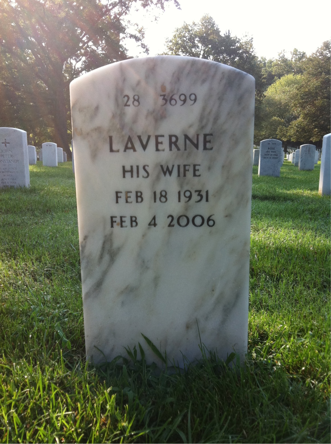 Back of headstone — Odell Griffin