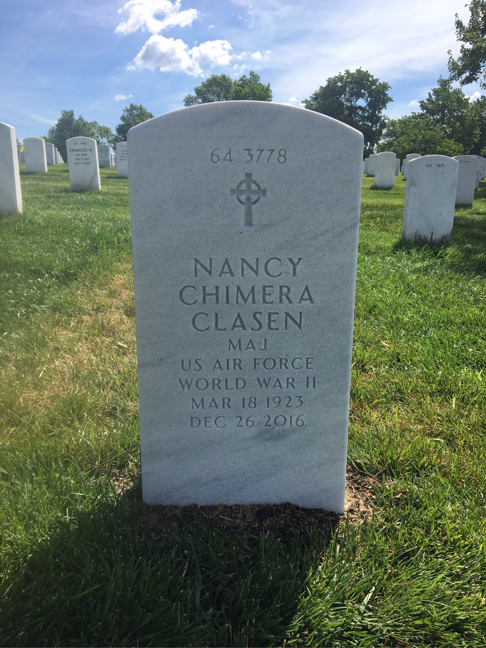 Back of headstone — Nancy Clasen
