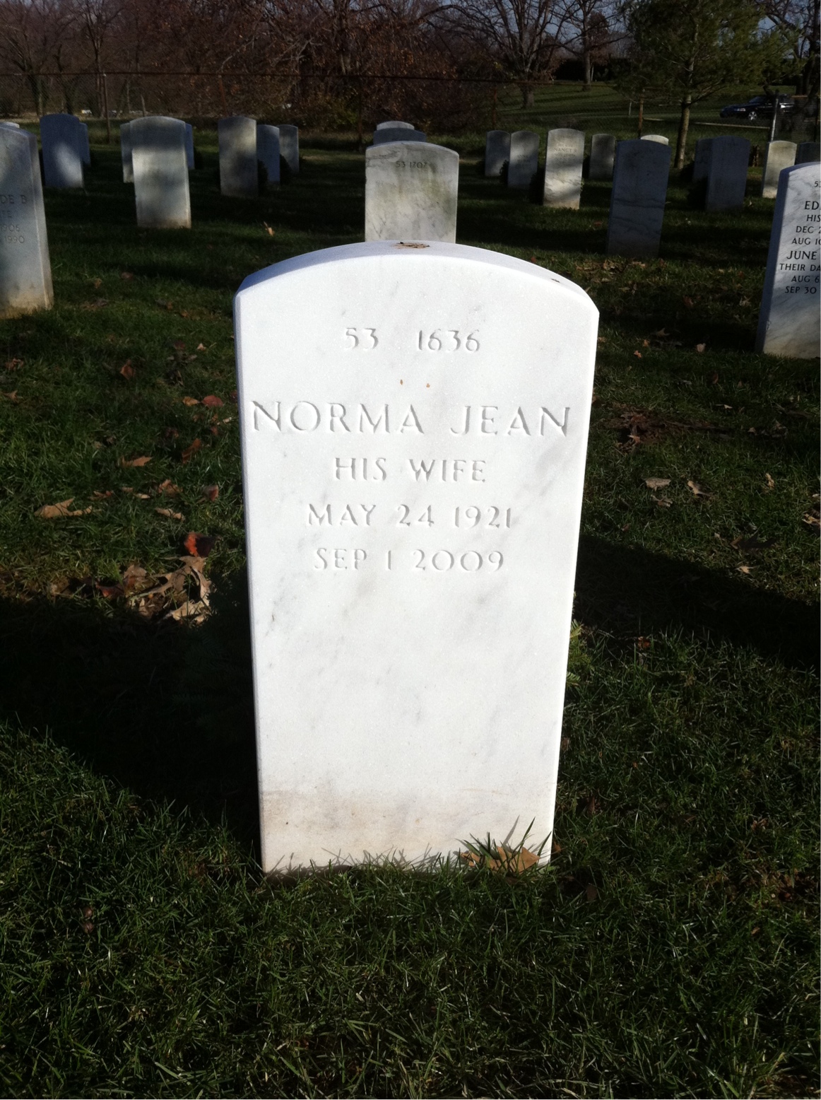 Back of headstone — Jack Richert