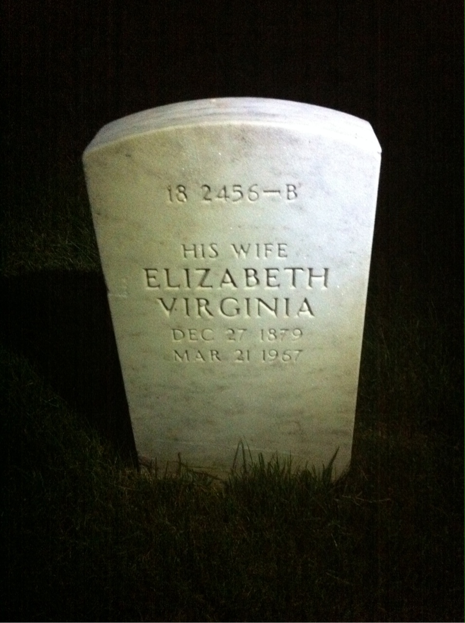 Back of headstone — Elizabeth Anthony