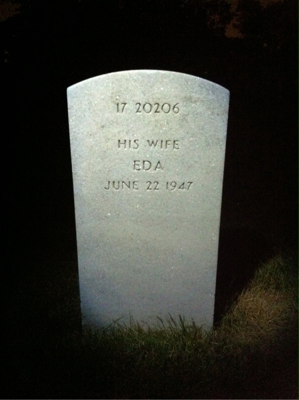 Back of headstone — Eda Archambault