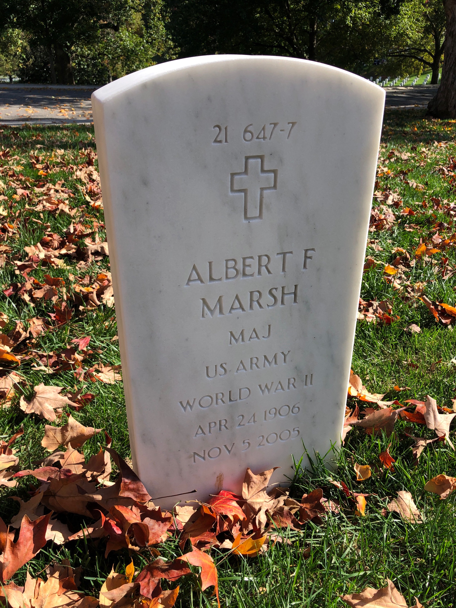 Back of headstone — Albert Marsh