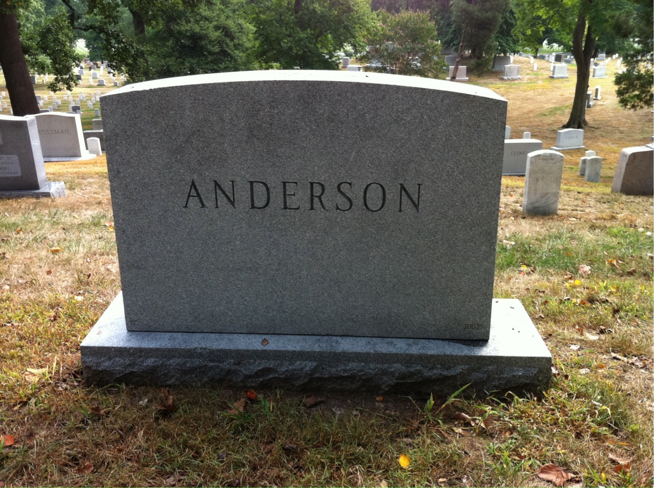 Back of headstone — Frederick Anderson
