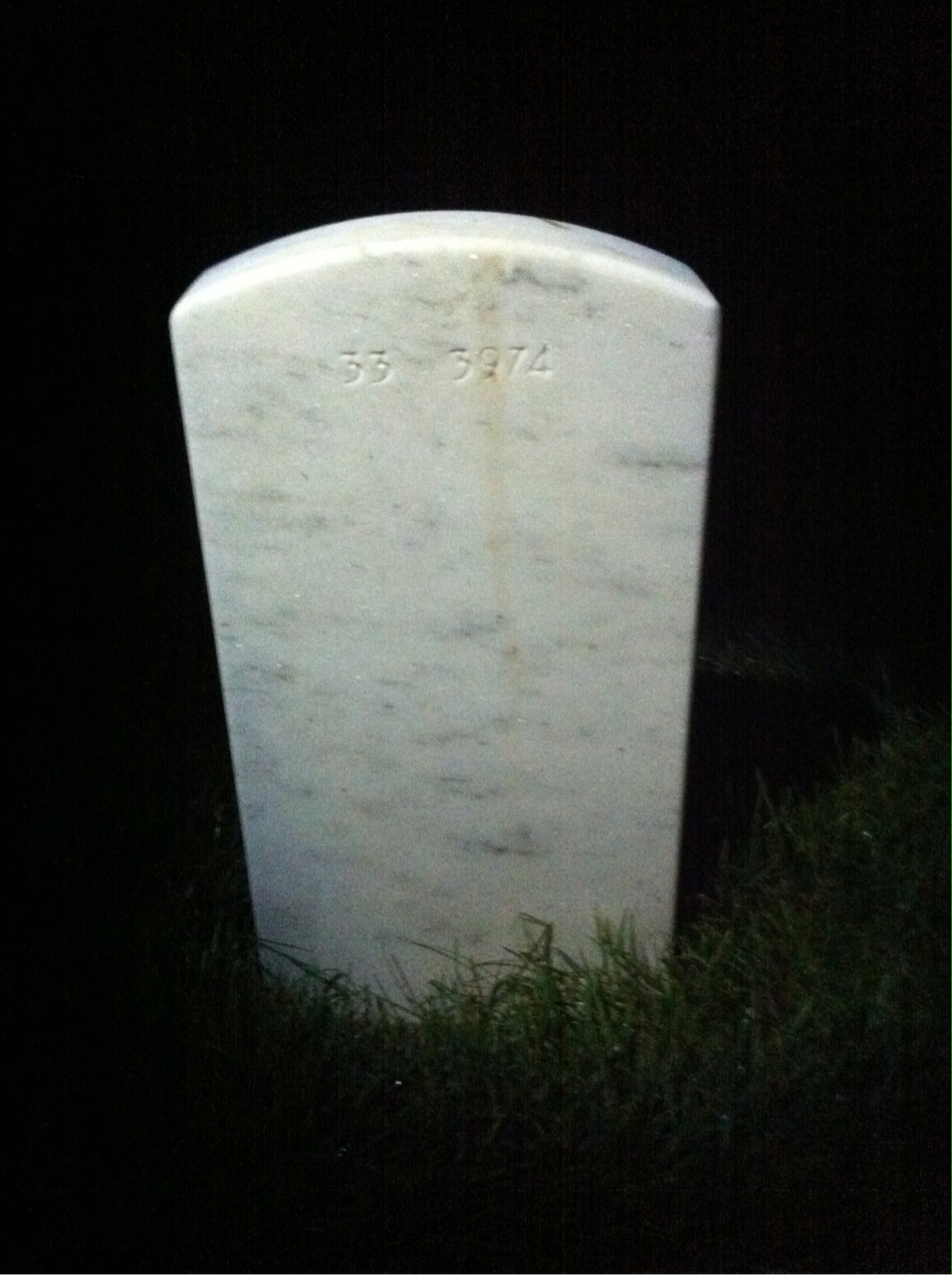 Back of headstone — Frederick Washington
