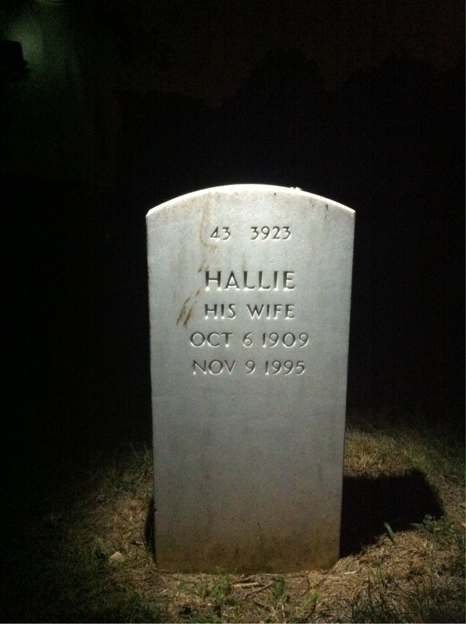 Back of headstone — Hallie Middleton