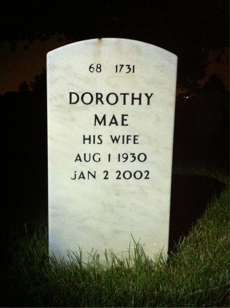Back of headstone — Darl Stephens