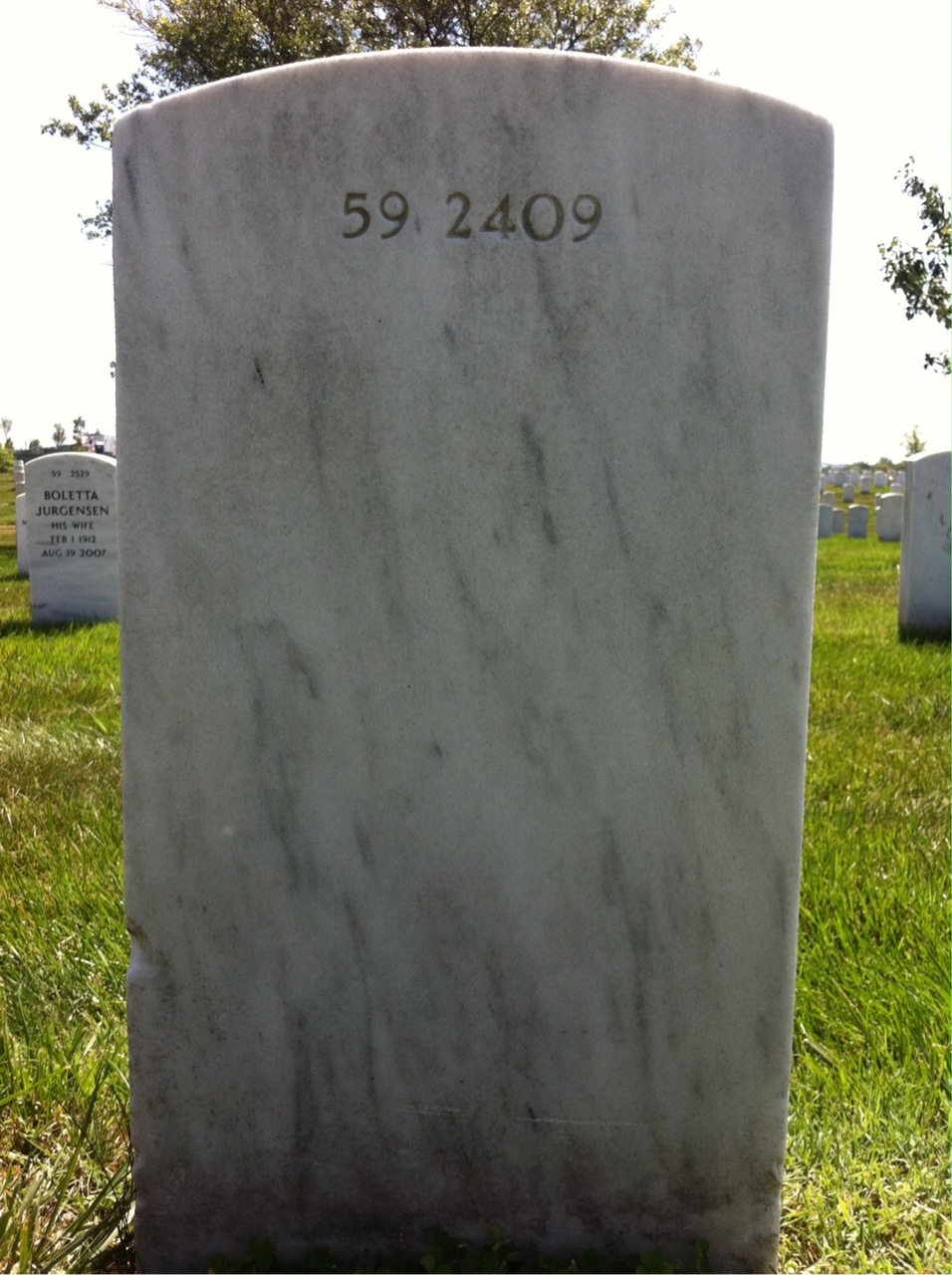 Back of headstone — Frederick Boucher