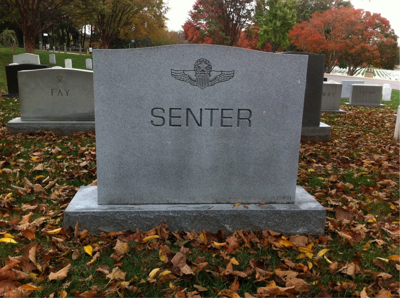 Back of headstone — William Senter