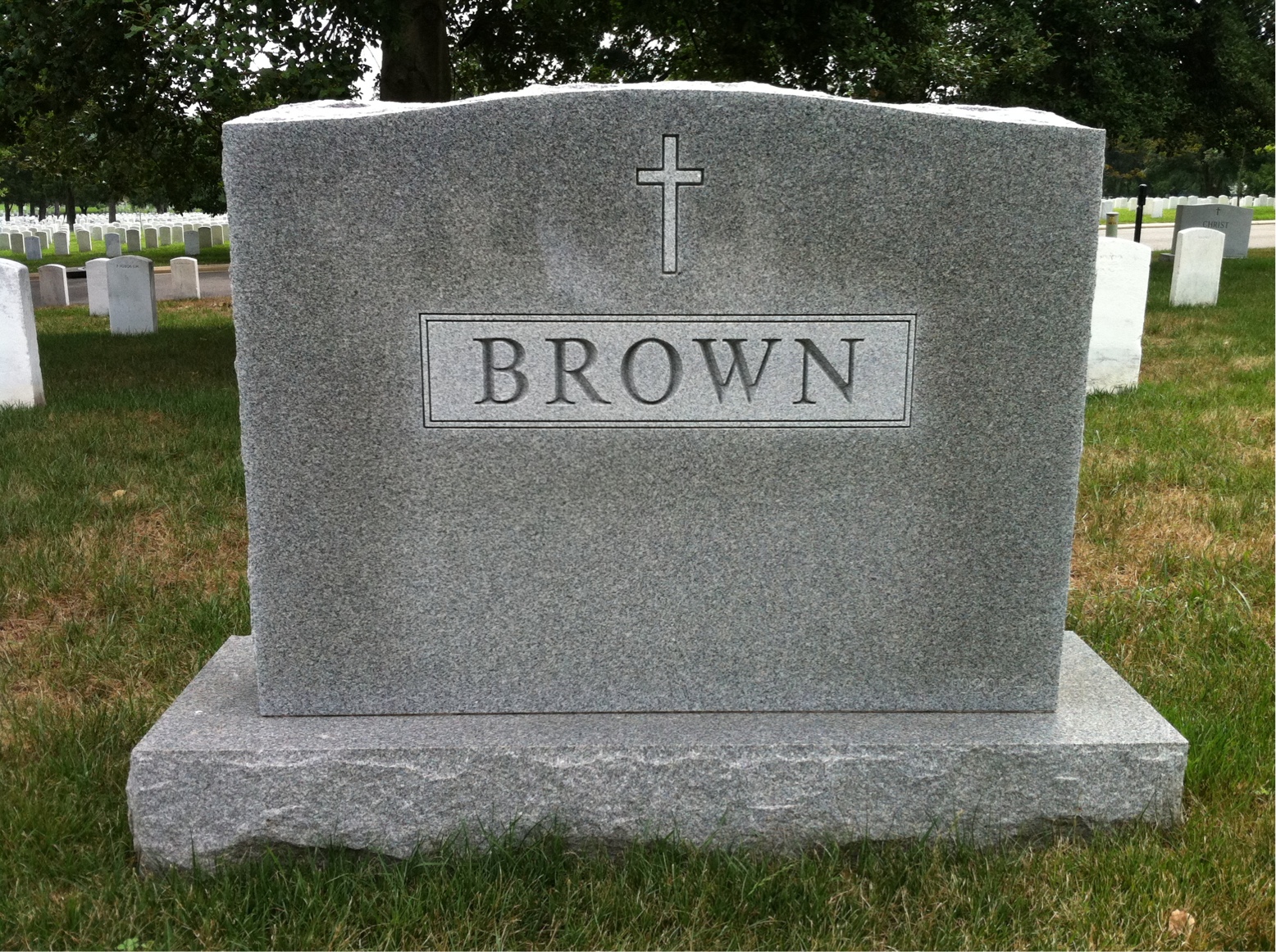 Back of headstone — Frank Brown
