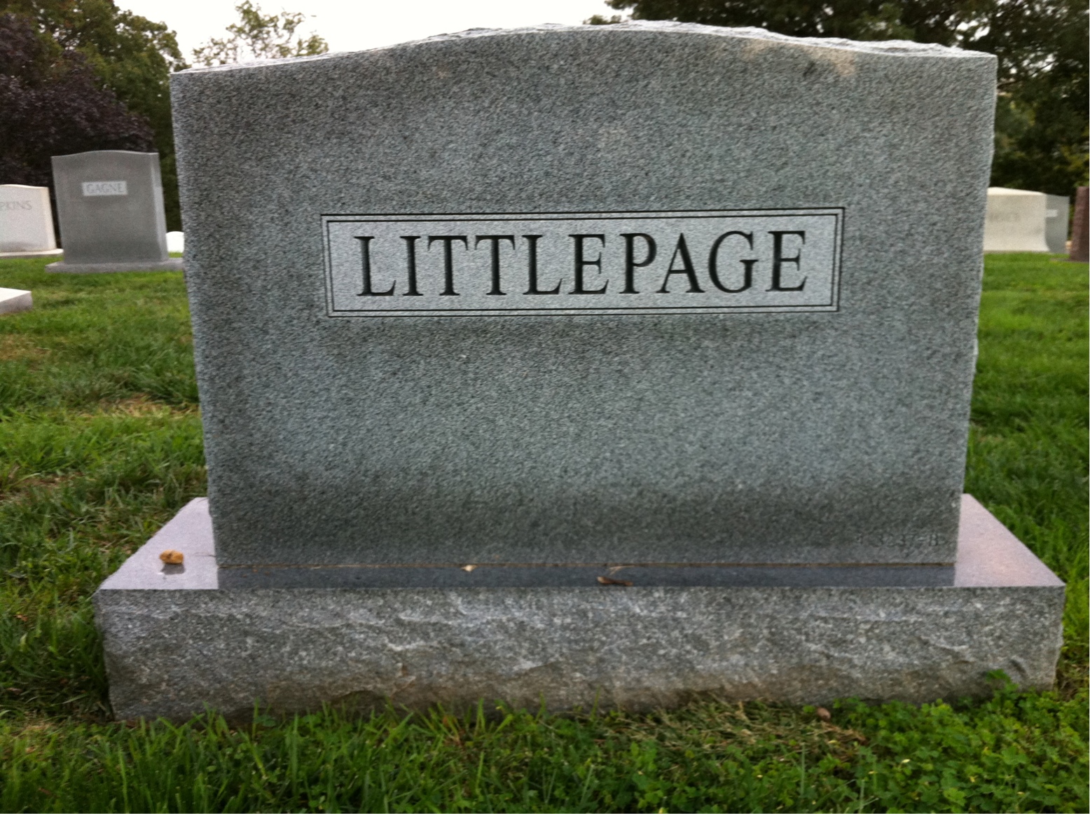 Back of headstone — Thomas Littlepage