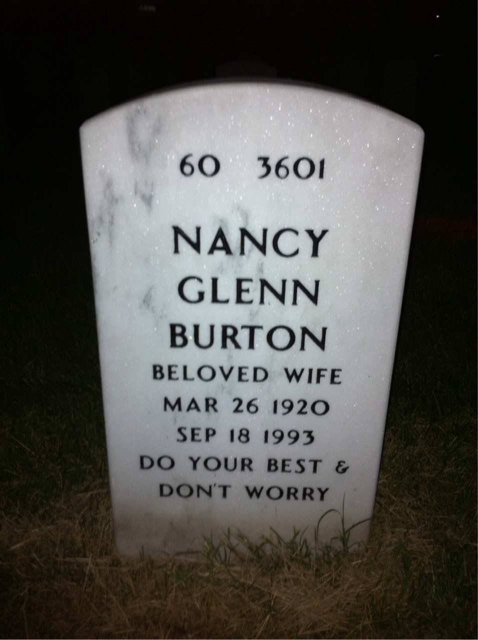 Back of headstone — Joseph Herson