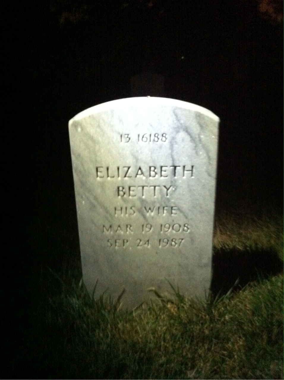 Back of headstone — Elizabeth Morrow