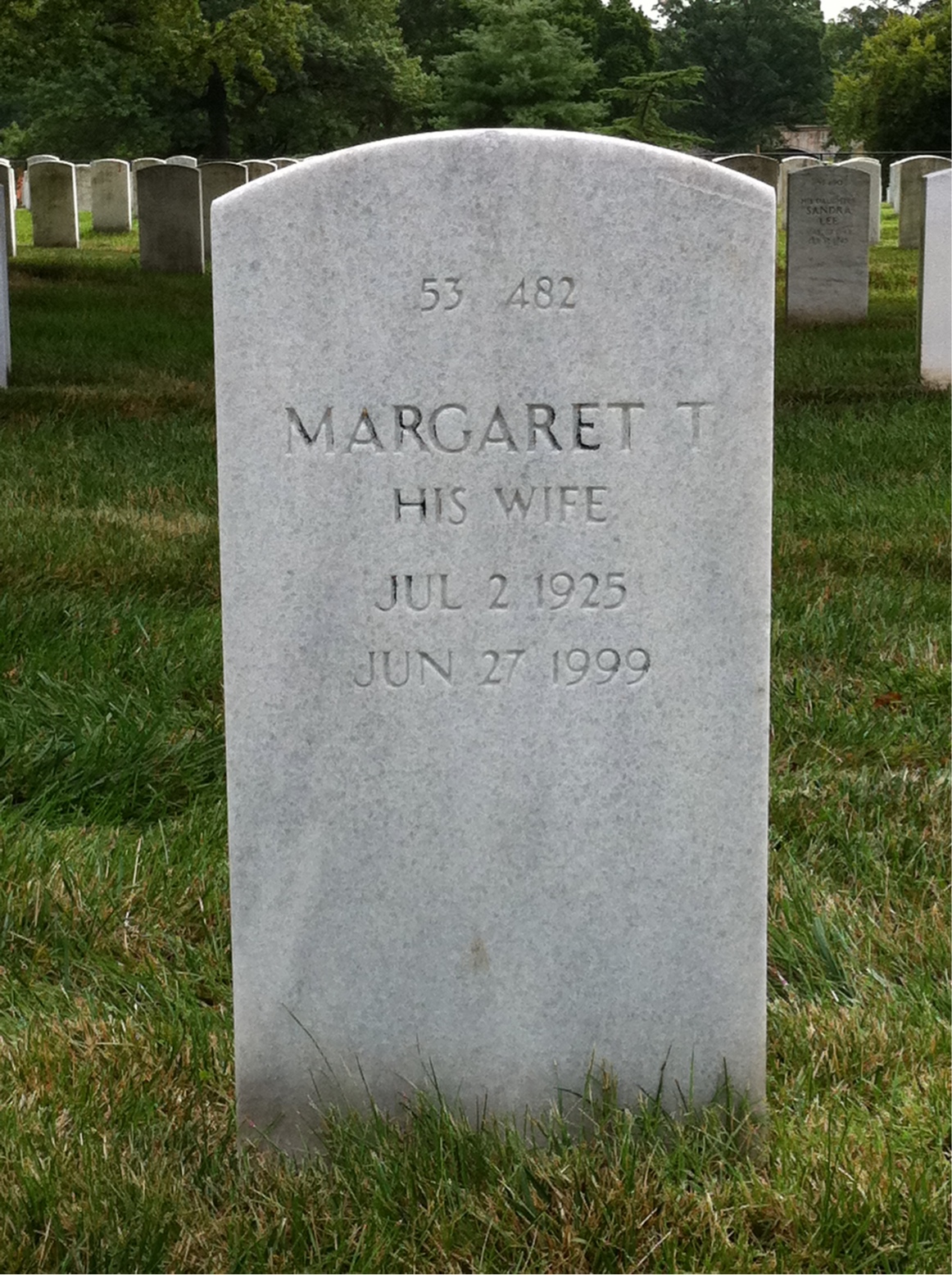 Back of headstone — Margaret Moroni