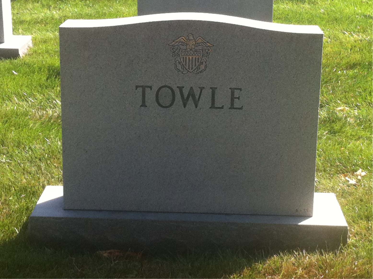 Back of headstone — Herbert Towle