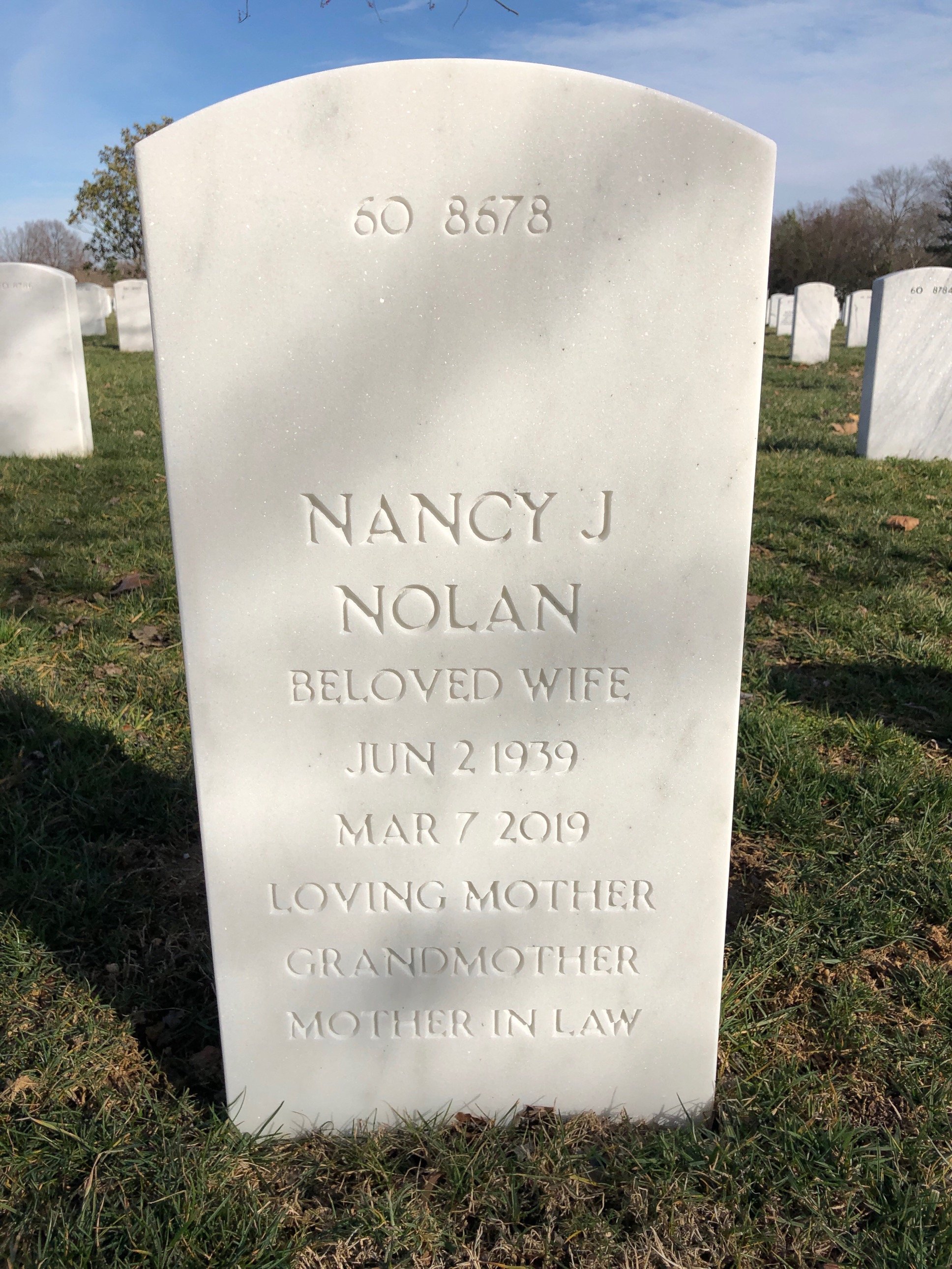 Back of headstone — Donald Nolan