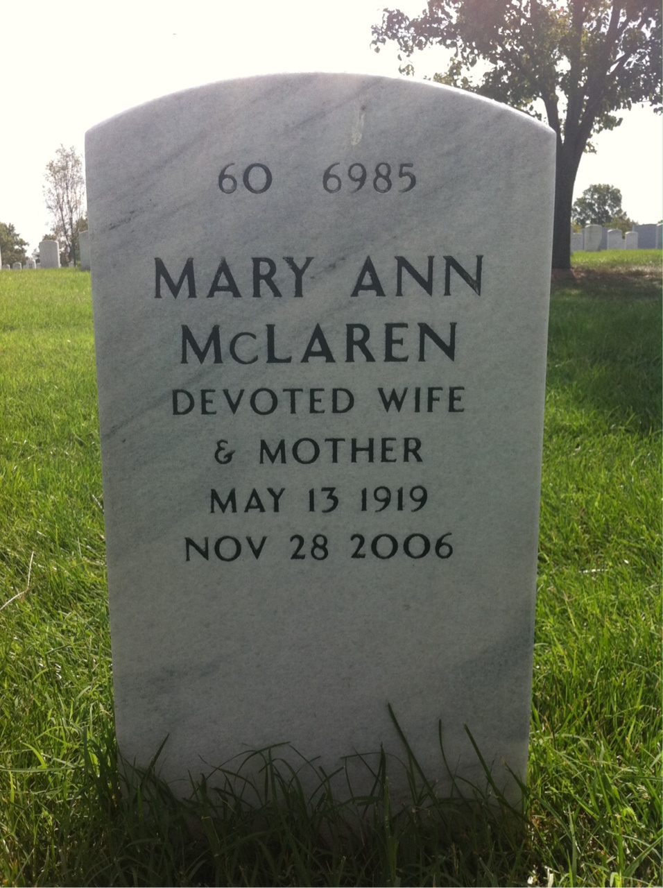 Back of headstone — Stanley Holm