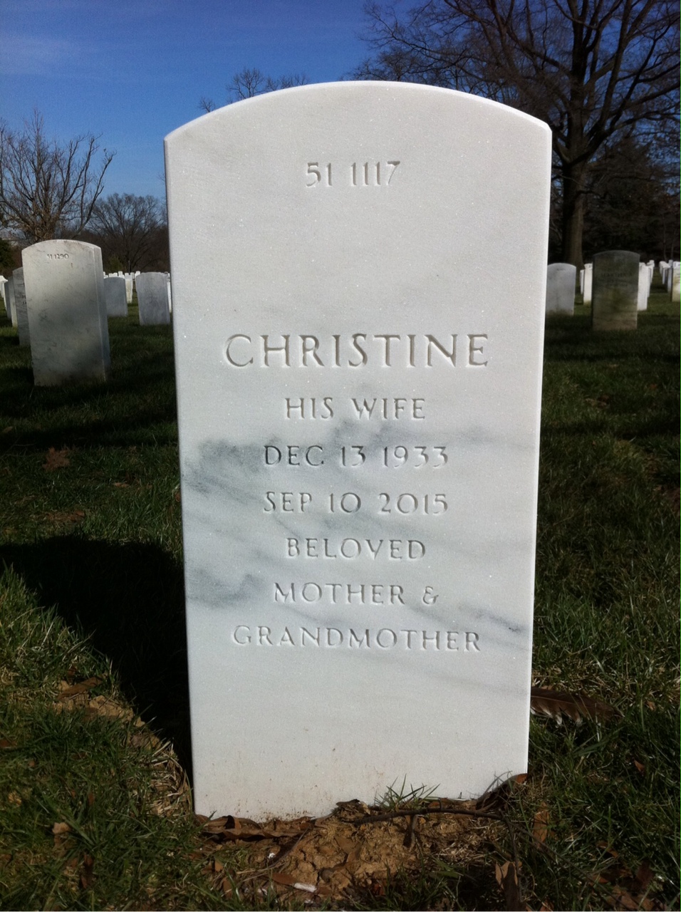 Back of headstone — Albert Anthony