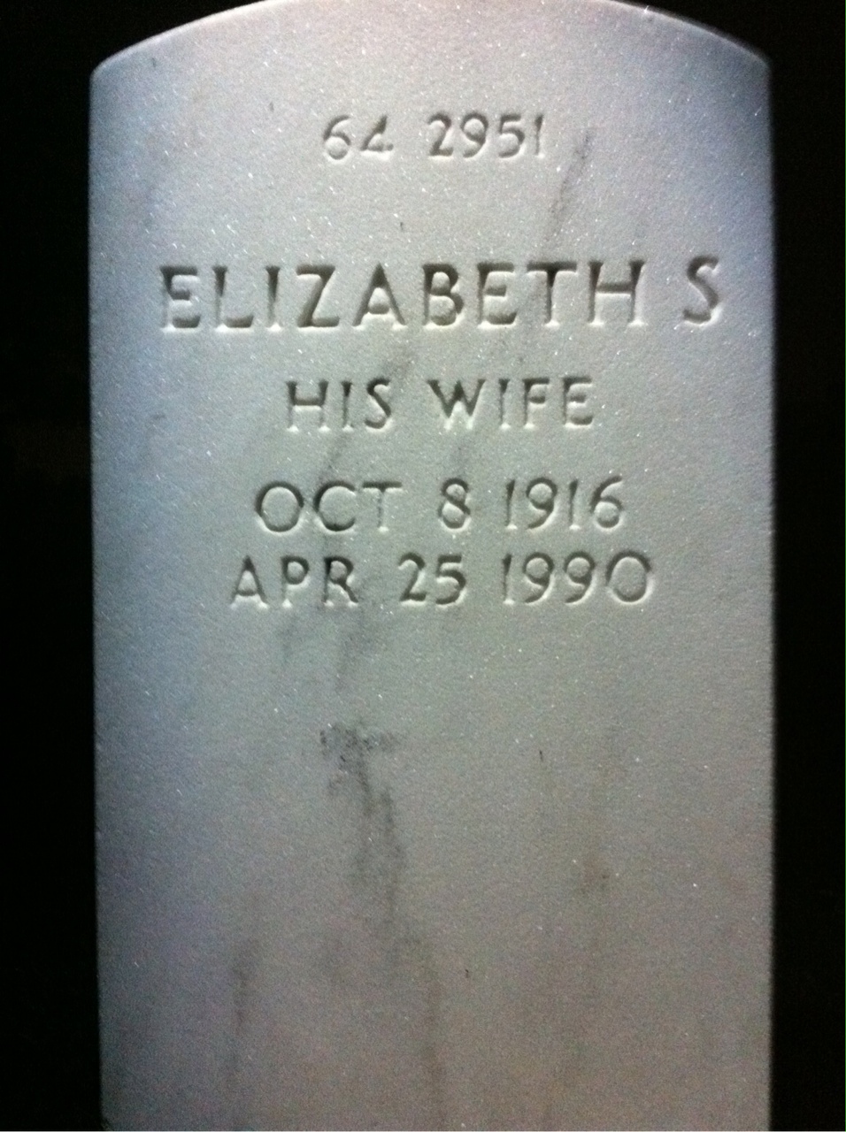 Back of headstone — Elizabeth Allen