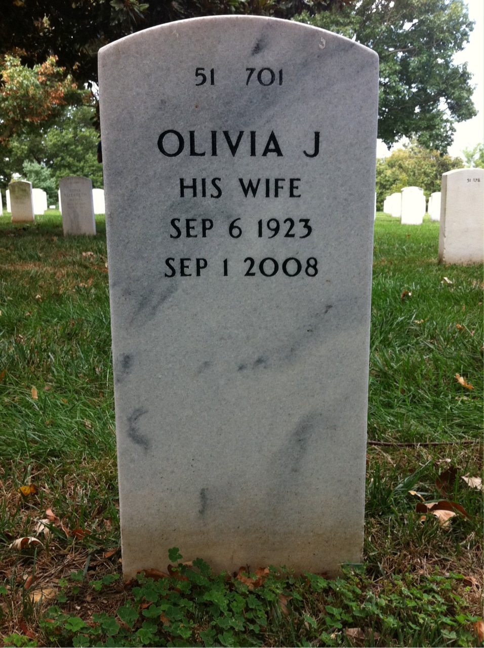 Back of headstone — Harry Johnson