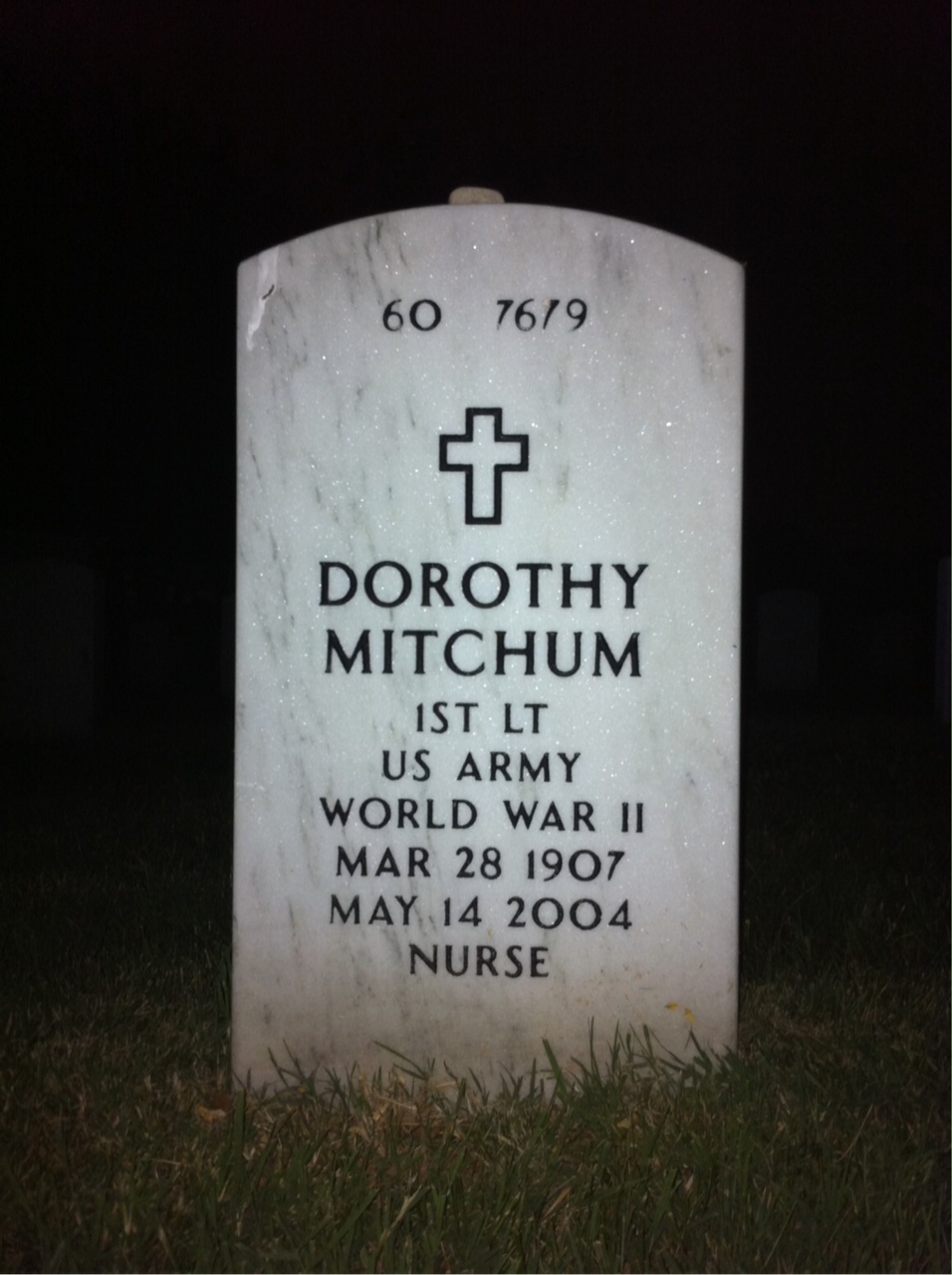 Back of headstone — Arthur Mitchum