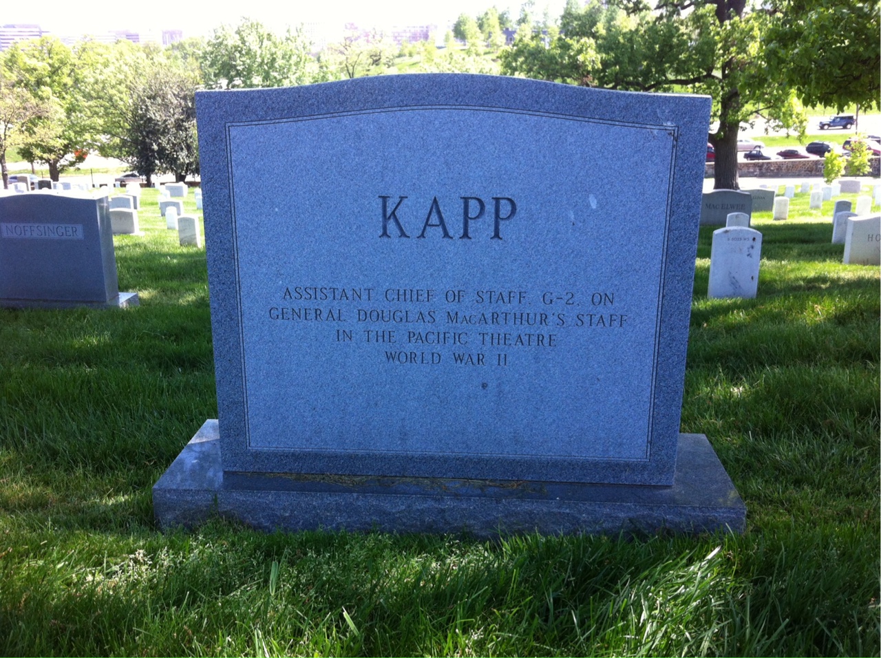 Back of headstone — John Kapp