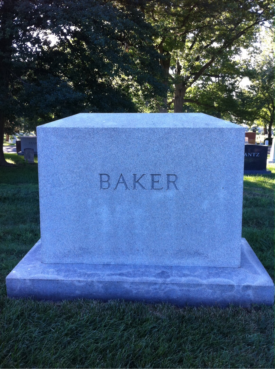 Back of headstone — Frank Baker