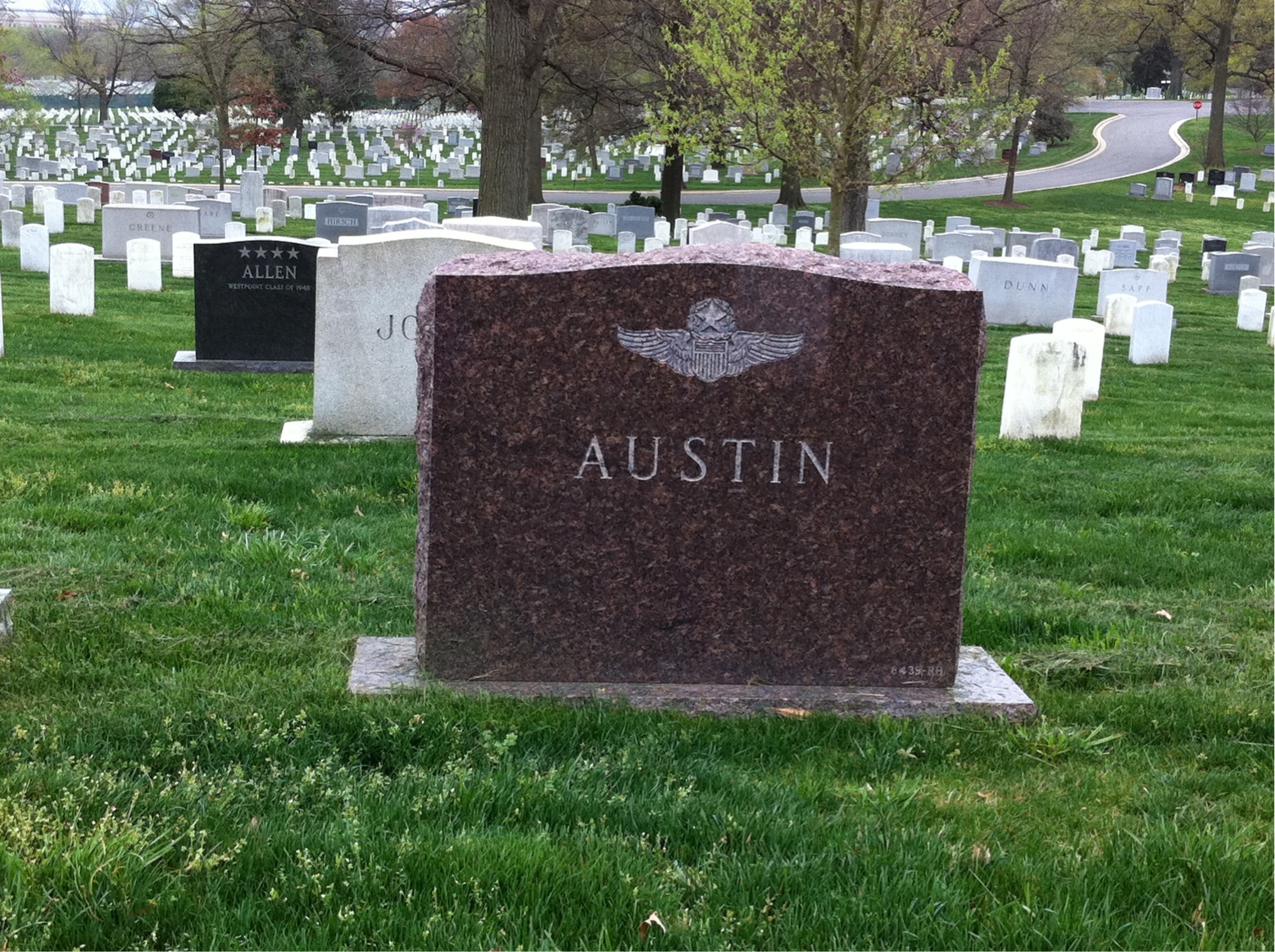 Back of headstone — Gordon Austin
