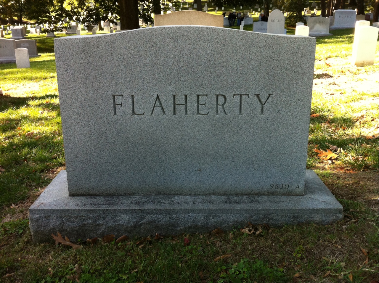 Back of headstone — Edward Flaherty