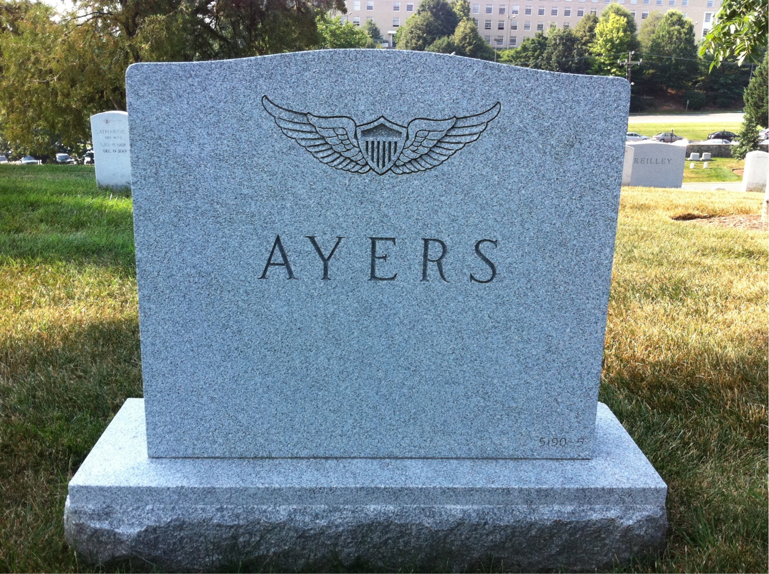 Back of headstone — Carl Ayers