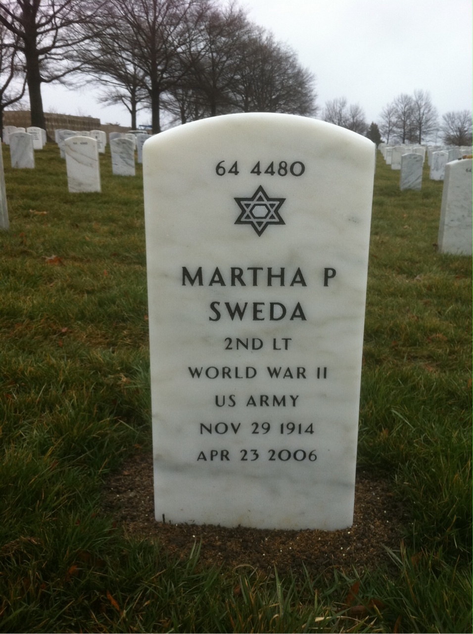 Back of headstone — Martha Sweda