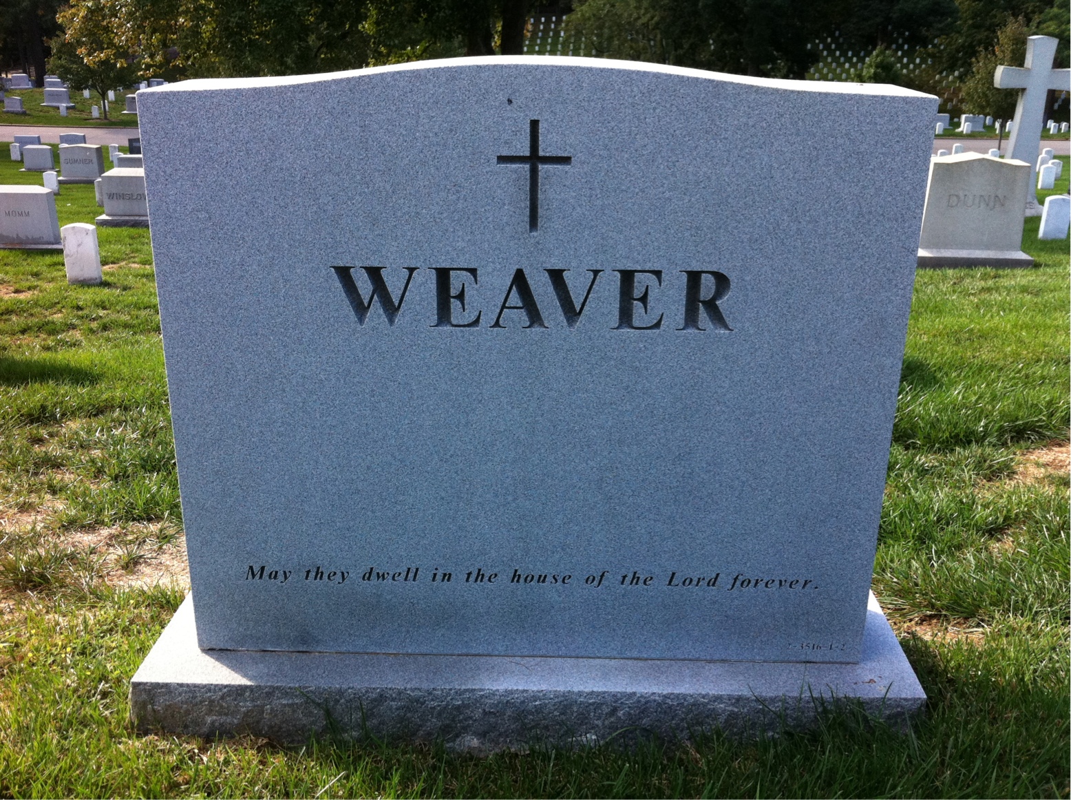 Back of headstone — Kenneth Weaver