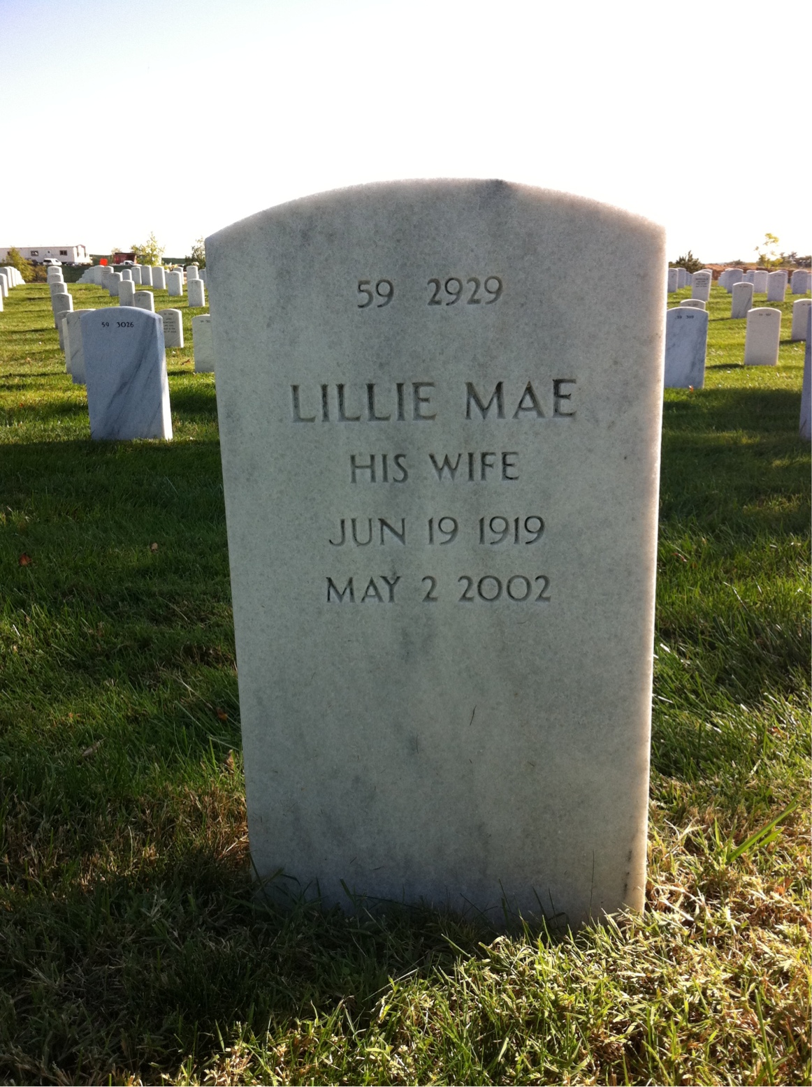 Back of headstone — Wilburn Shade