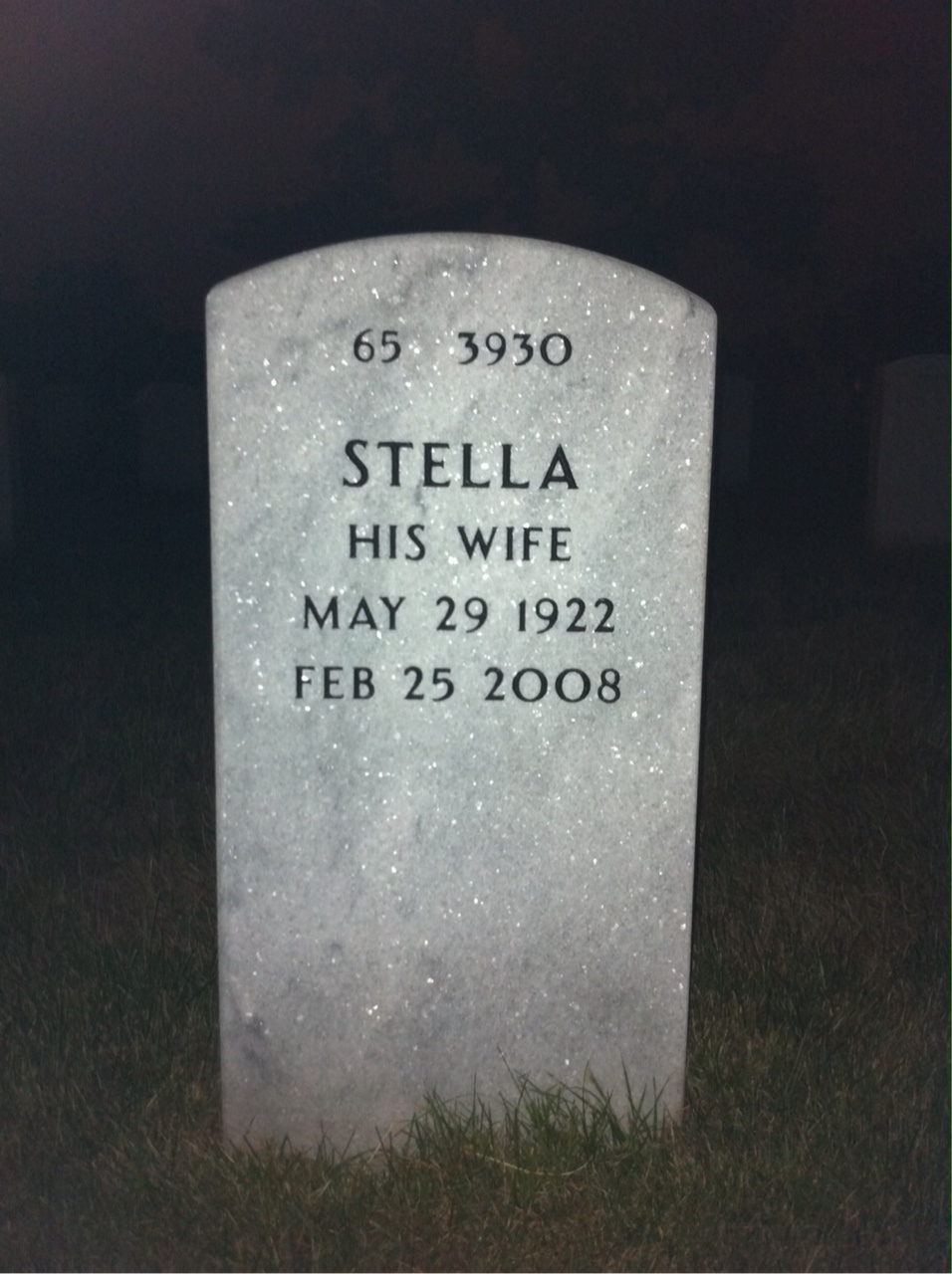 Back of headstone — Daniel Vance