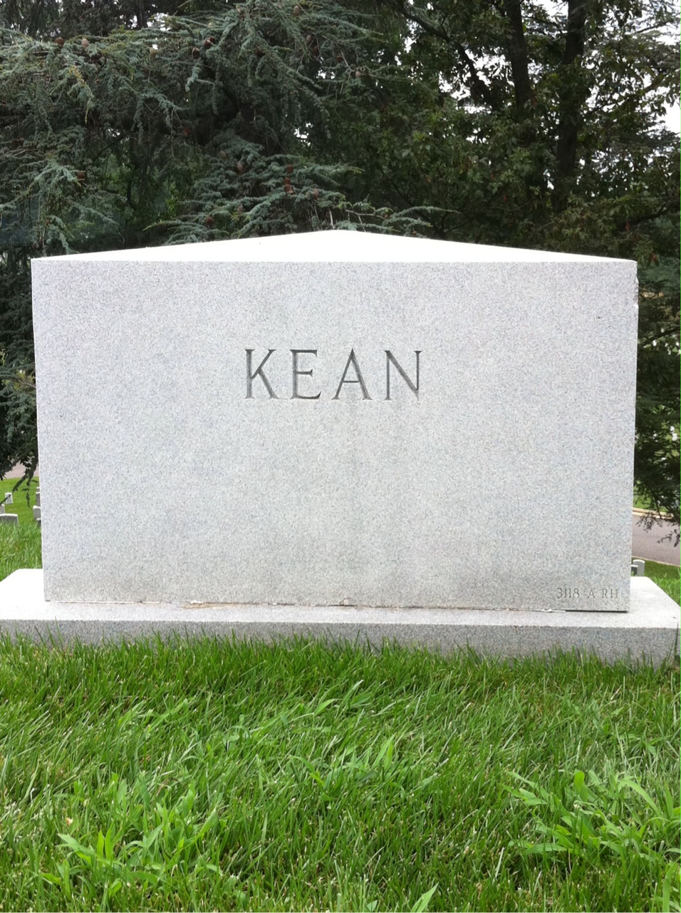 Back of headstone — William B Kean